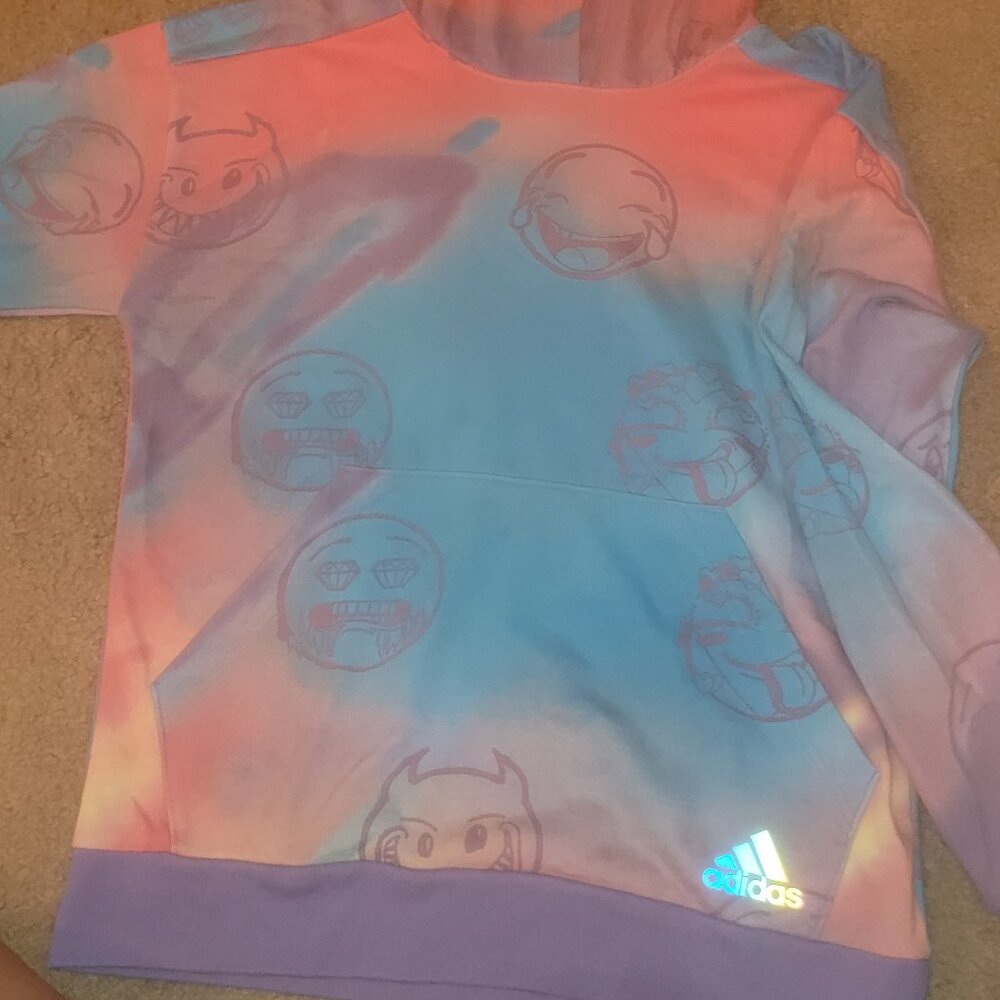 Adidas Men's Big Mood French Terry Pullover Hoodie, Multicolor/emoji